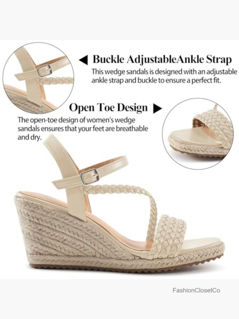 Espadrille Wedge Sandals: Cushioned Footbed & Braided PU Upper for All-Day Wear - Picture 5 of 6